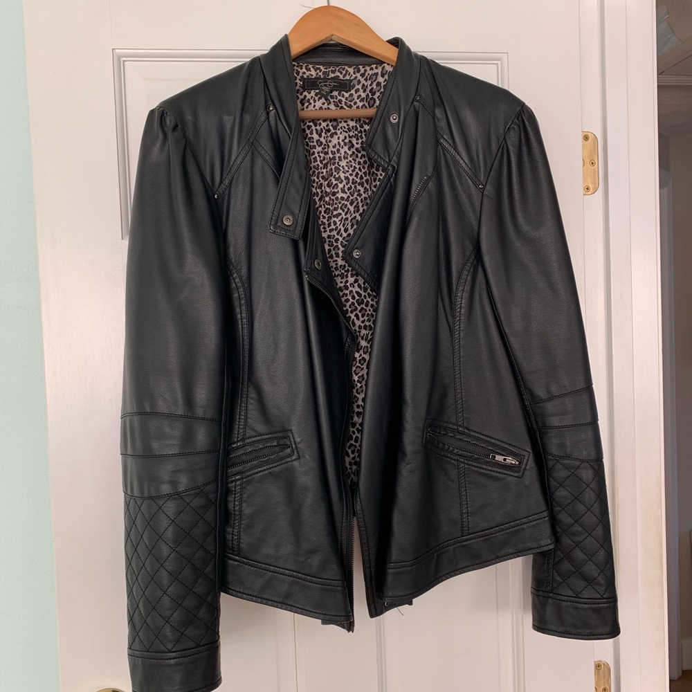 Plus Size Faux Leather Moto Jacket